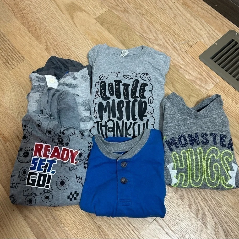 2T Shirt Bundle Boys Thanksgiving Halloween Monster Hugs Hooded Top Long Sleeve